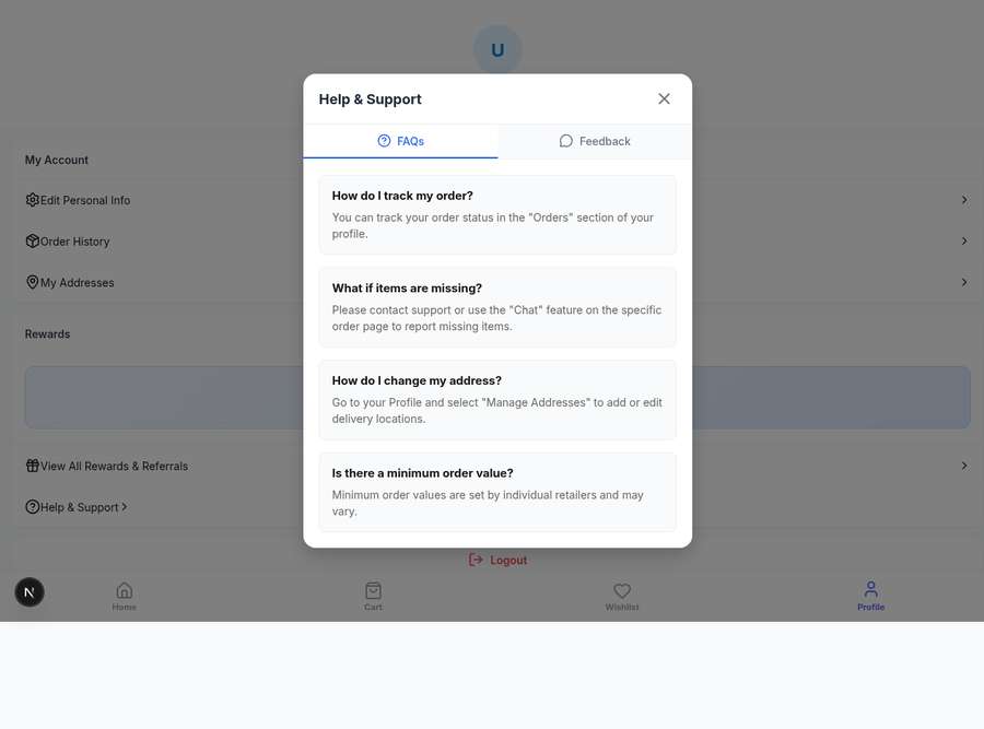 help screen