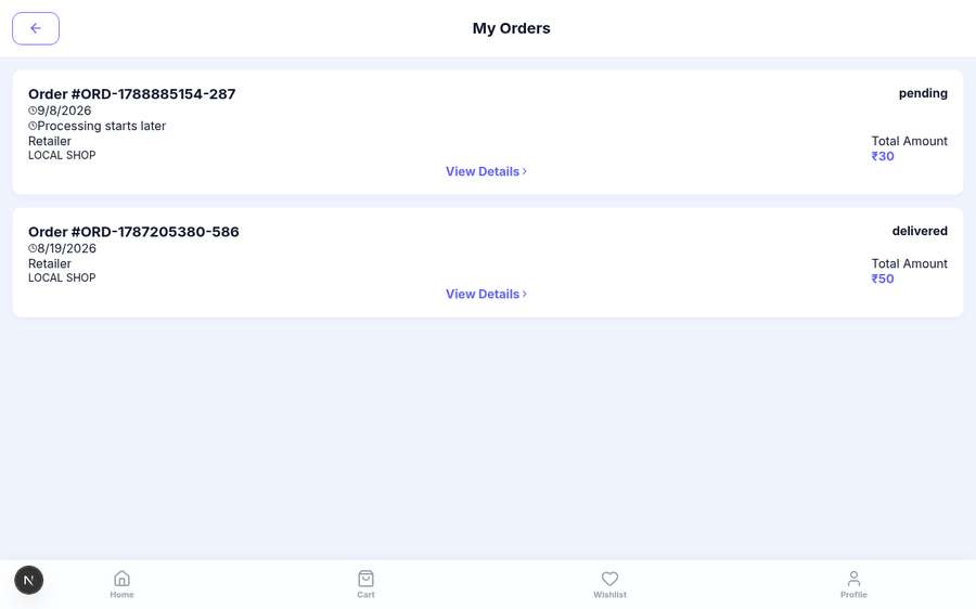 my orders screen